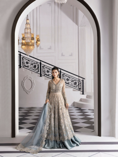3 Piece Unstitched Embroidered Net Suit | BD-3002